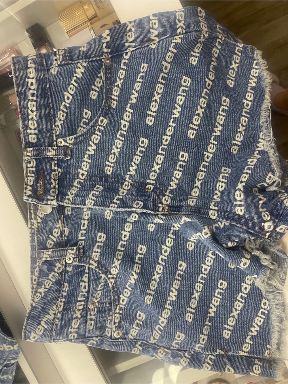 Dior Blue Denim Logo-Print Shorts